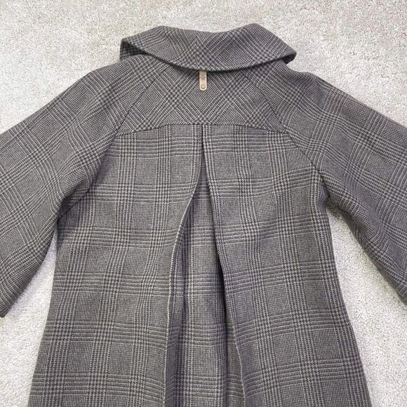 VTG Mackage Brown Tweed Houndstooth Wool Coat Sz M High Collar Button jacket - Picture 6 of 12